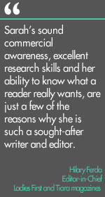 Testimonial from Hilary Ferda, Editor-in-Chief, Ladies First and Tiara magazines 